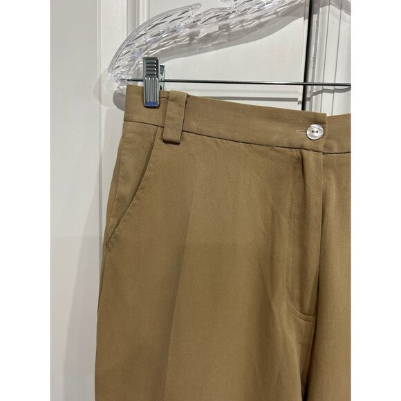 Bobby Chan Womens Size 8 Beige Silk Blend Cargo Capri Pants - Picture 4 of 8